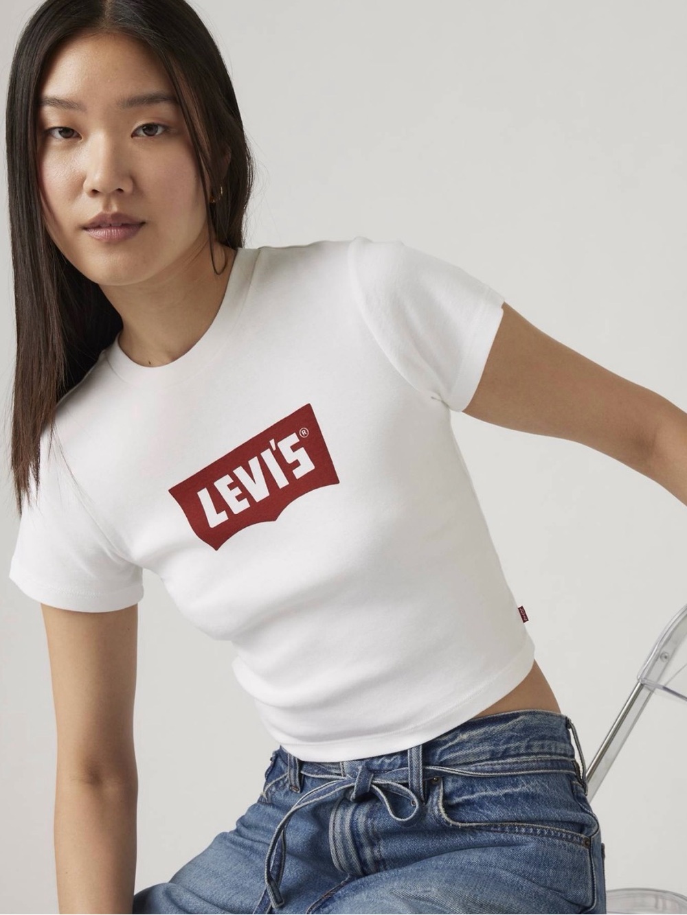 Levi's White Short Sleeve Tee with Red Logo